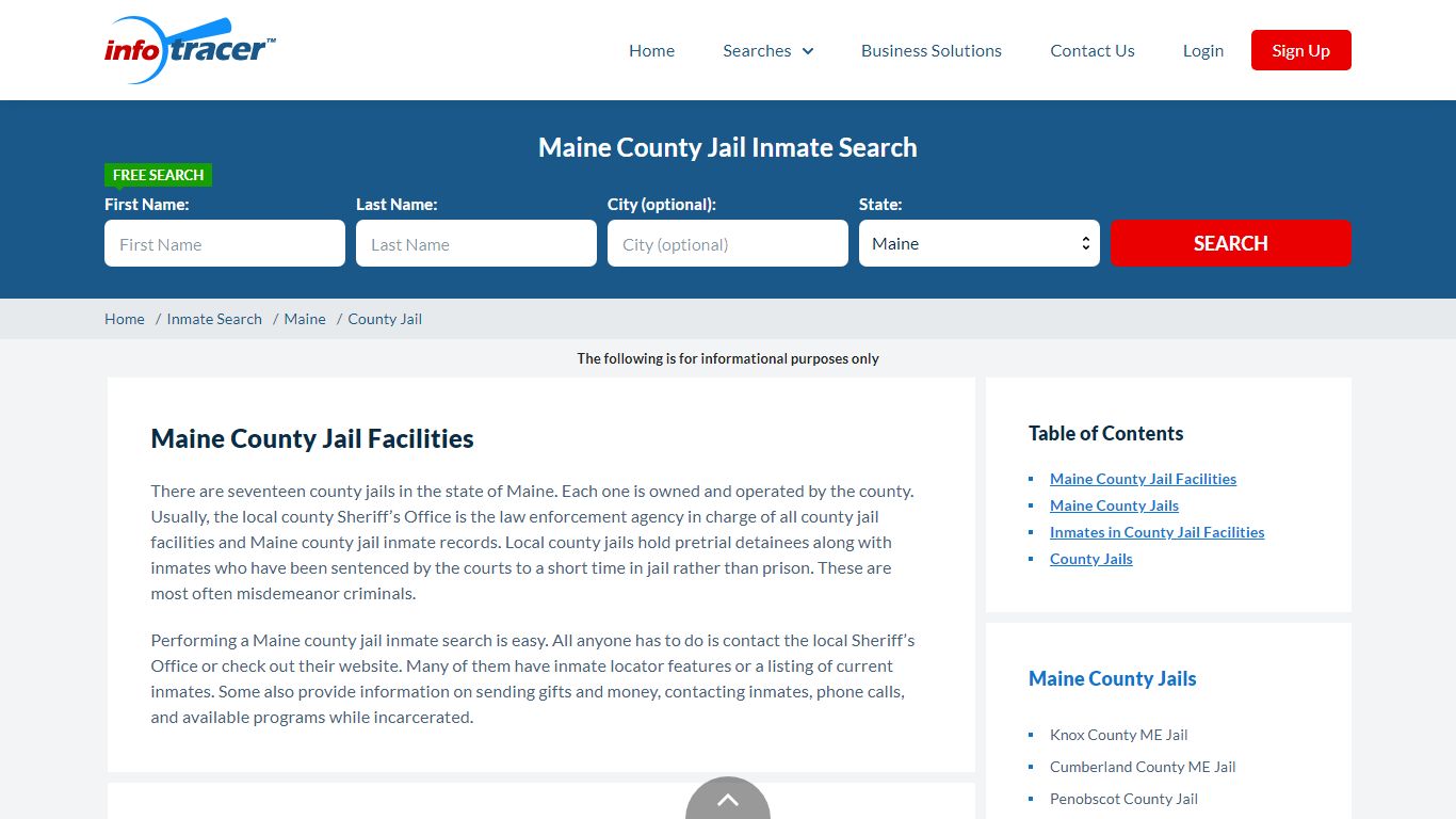 Maine County Jails Inmate Records Search - InfoTracer